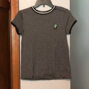 🌵SO Black and White striped cactus tee🌵